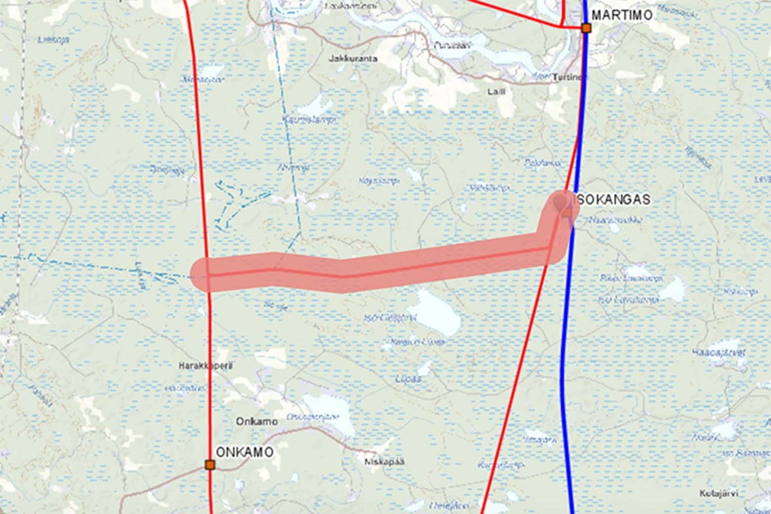 Harakkaperä - Isokangas -voimajohdot